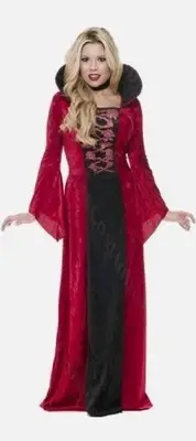 Charades Vampiress Gothic Vampire Red Dress Adult Womens Costume Medium B2008