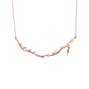 【Olivia Yao Jewellery】18K優雅光澤玫瑰金枝枒珍珠項鍊 純銀項鍊(Provence Collection)