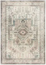 Avalee Silver Rose Medallion Vintage Washed Rug