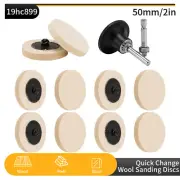 10Pcs 2 Inch Wool Disc Polishing Buffing Pads Wheels Pad Holder with 1/4" Shank