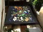 36" Square Black Marble Coffee Table Multi Stone Marquetry Arts Inlay Home Deco