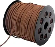 Tenn Well Leather String, 100 Yards 2.6mm Flat Suede Cord, Faux Leather Cord for Jewelry Making, Necklaces, Bracelets, Dream Catchers and DIY Crafts (Brown)