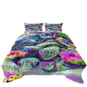 Tropical Flowers and Day Dream Sea Turtles Coverlet