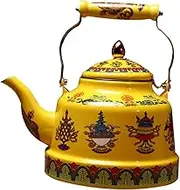 PEPLAYTAL Ethnic Decorative Teapot Enamel Tea Serving Pot for Home and Office Use Elegant Design Sturdy and Convenient Kettle for Daily Tea Enjoyment