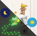 Cartoon Mouse Cheese -Light Switch Sticker Kids Bedroom - Glow in the dark