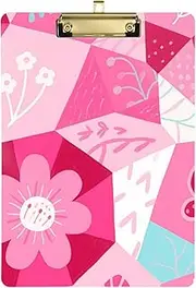 Cute Pink Checkered Cherry Blossoms Work Binder Clip Board Transparent for Volleyball Baseball Coaches Tablas para escribir Size 9 x 12