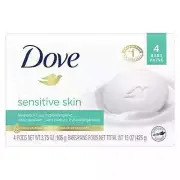 Dove Beauty Bar Sensitive Skin More Moisturizing Than Bar Soap 3.75 oz, 4 Bars