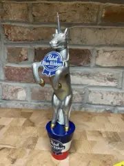 PBR Pabst Blue Ribbon Silver Unicorn Beer Tap Handle 11" Brand NEW in OG box!!