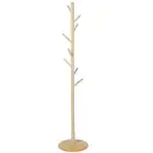 Wooden Hanger Floor Standing Coat Rack Home Furniture Clothes Round Base JY