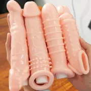 Realistic Penis Extension Extender Sleeve Penis Sheath Girth Enhancer Men Condom