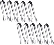 DONFAMDS 10Pcs Stainless Steel Ice Tongs Food Tongs for Sugar Cubes Fruit Slices and Ice Cubes Resistant Lightweight Easy to Use for Daily Serving
