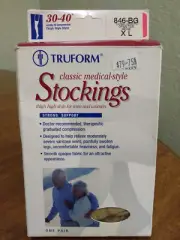 TRUFORM Compression Stocking 30-40 Thigh High Open Toe Beige Size XL NIB
