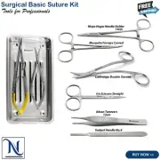 Surgical Basic Suture Kit Mayo Hegar Forceps Hemostatic Scissors Tweezers+Tray
