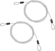 uxcell 5/32" Dia Vinyl Coated Stainless Steel Cable with Loops, 2 Pcs 7 ft (79") Flexible Wire Rope Security Chain Lanyard Lock for Outdoor Stage Lighting Luggage Lock, Clear