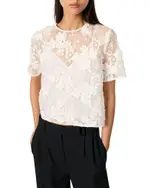Maje Embroidered Short Sleeve Top