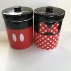 MICKEY & MINNIE MOUSE Red Polka Ceramic Disney Park Set Of Canisters, COOKIE JAR