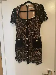 Self- portrait Black Lace Button Front Mini Dress- Brand New With Tags