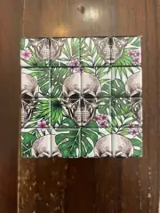 2.3” 4PC Puzzle Cube Herb Spice Grinder Crusher Skulls and Palms
