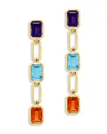 Bloomingdale's Fine Collection Multi Gemstone Paperclip Link Chain Drop Earrings in 14K Yellow Gold