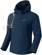 [Pioneer Camp] Women's Rain Jacket Waterproof Lightweight Breathable Windbreaker Windproof Outdoor Jacket with Removable Hood, Imperial Blue, Small