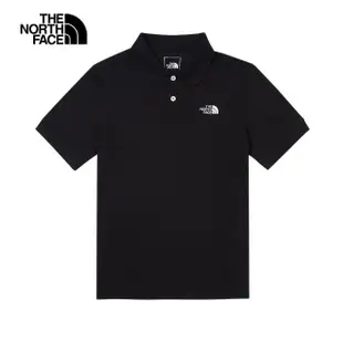 【The North Face 官方旗艦】北面男款黑色品牌LOGO舒適立領短袖POLO衫｜87UXJK3