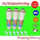 3 Omnipure T40 Post Coconut Inline Carbon Filter 10X2" +6 Threa Elbow Fitting