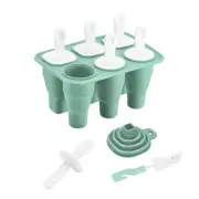 Collapsible Ice Pops Molds 6Pcs, Ice Cube Trays with Funnel and Brush - Green