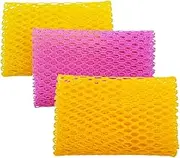Innovative Dish Washing Net Cloth/Scourer - 100% Odor Free/Quick Dry - No More Sponges with Mildew Smell - Perfect Scrubber for Washing Dish - 11 by 11 inches - 3PCS - Yellow/Pink/Yellow or Pin