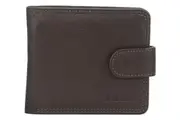 Milleni Mens 11cm Leather Tab Wallet Money Credit Card Cash Holder RFID Brown