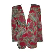 NWT ALFRED DUNNER Red Green Paisley Long Sleeve Jacket Womens Size 12