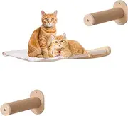 Cat Hammock, Cat Wall Shelves with 2 Steps, Wooden Cat Wall Furniture, Cat Wall Bed, Cat Wall Perches for Large Cats or Kitty Sleeping, Playing,