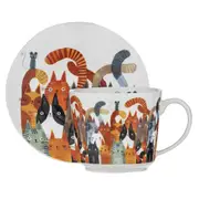 Ashdene Quirky Cats Photobomb Drinking Tea Cup w/Saucer Set 280ml New Bone China