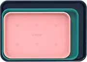 So Yummy by bella 3 Piece Cookie Pan Set, Nonstick Bakeware Set with 3 Rectangular Aluminum Baking Trays, Dishwasher Safe & PFAS Free, for Cookies, Brownies, Pizza & Cake, Assorted Colors, So Yummy