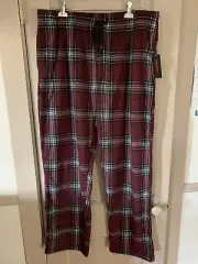 Mens Sleepwear pajama Pant XXL Red Plaid Flannel Elastic Waist Pjs