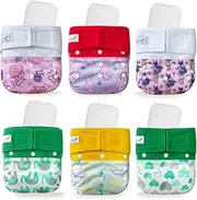KAWAII BABY 6 Pack Pocket Cloth Diapers with 12 Inserts, Super Absorbent, Waterproof, Reusable, One Size Fit Babies 8-36 lbs Go Green - Fast Changing Girl