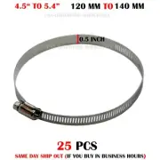 25 PCS - 5" INCH Worm Gear Hose flex Duct Clamp Stainless Steel