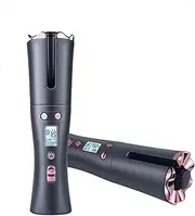 YJYJ Auto Hair Curler Wireless Automatic Curling Iron Wand with Temps & Timer Settings Curling Iron Auto Shut-Off Fast Heating Spin Iron,Gray