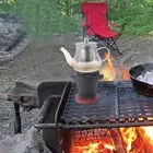 Coffee Stove Fire Pit with Wooden Base Heating Grill Stove for Party BBQ