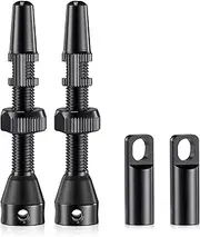 2 PCS Tubeless Presta Valve Stem ，40mm Lightweight Aluminum Alloy Detachable Valve Kit for Bicycle, Black Tubeless Presta Valve Stems, Super Light Alloy