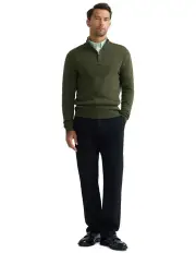 [Oxford] Robert Zip Neck Knit Pullover in Green