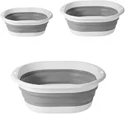 Armastuse Dishpan for Washing Dishes, Collapsible Wash Basin,3 Pcs,Collapsible and Portable,Wash Dish Basin,Foldable Laundry Tub with Drain Plug for Kitchen Sink,Camping