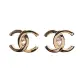 【CHANEL 香奈兒】經典大雙C LOGO寶石鑲飾穿式耳環(金色ABA654-OR)