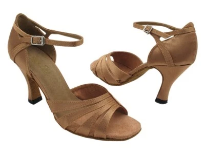 New Ladies Tan Salsa Ballroom Latin Dance Shoes heel 3 Size 6.5 Very Fine Shoes
