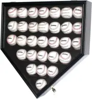 DisplayGifts Baseball Display Case Frame Shadow Box Wall Cabinet Holder Black
