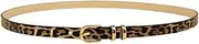 [YALLNASL] Leopard Print Belt Thin Skinny Western Cowgirl Belt for Dress Jeans Vintage Animal Leopard Belts for Girls Women Y2k Fashion Womens Faux Leather Belts for Skirts Pants Retro Animal Printed Accessories