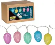 Idena 31273 LED Fairy Lights for Easter, with 10 LEDs in Warm White, Easter Eggs with Flower Pattern, 6 Hour Timer Function, Battery Operated, Approx. 1.2 m Long, Decoration for Indoor, Easter Decoration, Spring