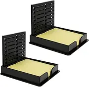 2 Pcs Sticky Note Holder with Stencil Reusable Plastic Sticky Note Dispenser (Sticky Notes Not Contain) Practical Post Note Template Stylish Post Note Stencil for 3x3 Self-Sticky Note Pads (Black)