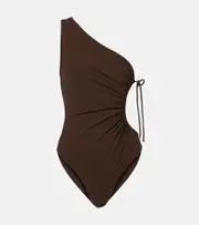 [Saint Laurent] Saint Laurent One-shoulder swimsuit UK 6 brown