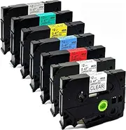 NEOUZA Compatible for Brother Tz Tze Tape Label Combo Set 7 Packs Tze Tz131 Tz231 Tz431 Tz531 Tz631 Tz731 Tz931 12Mm X 8M 0.47" X 26.2'