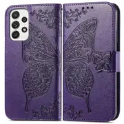 For Samsung Galaxy A53 5g Imprinted Butterfly Flower Pattern Leather Case Full-body Protective Stand Wallet Phone Cover With Strap